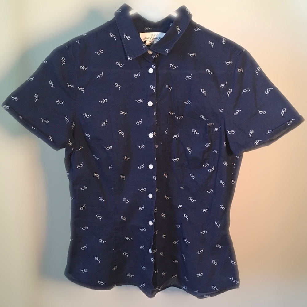 H&M L.O.G.G Button Up Mini Glasses Print T-Shirt